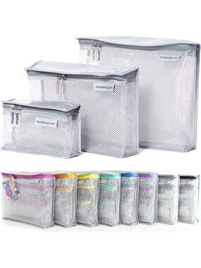 Clear TSA Approved Travel Toiletry Bag Set of 3 - Water-Resistant Makeup